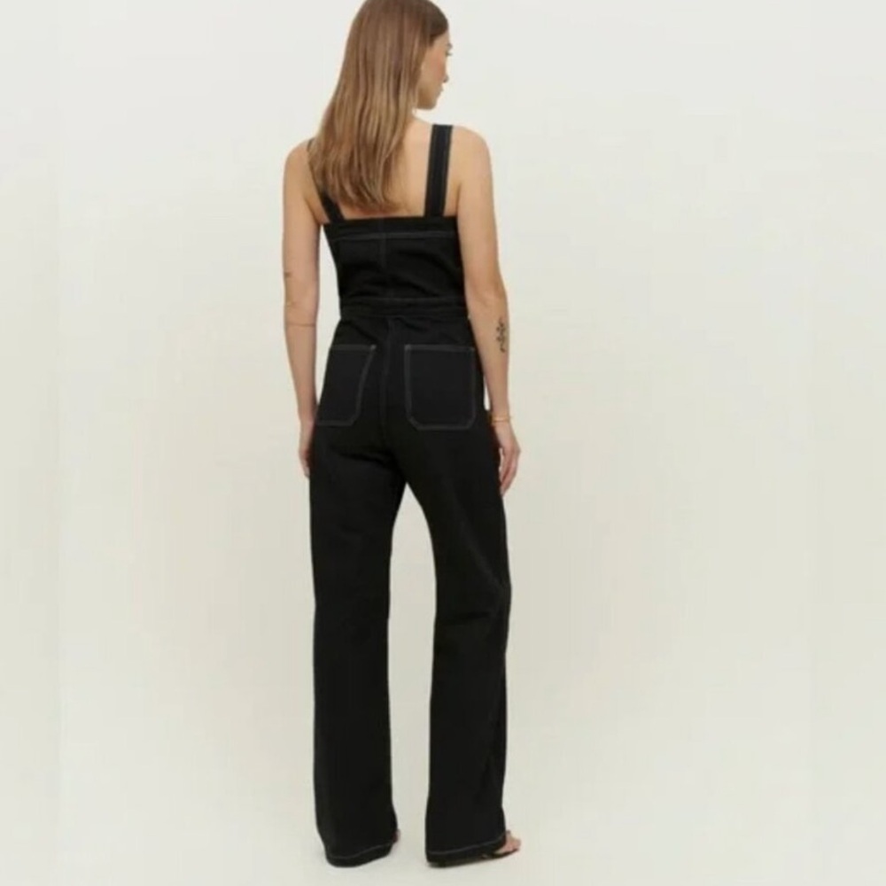REFORMATION Ren Regenerative Cotton Denim Twill Jumpsuit In‎ Black Sz 6 - Picture 2 of 10